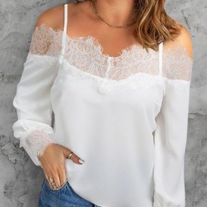 New Lace White Shoulder Blouse